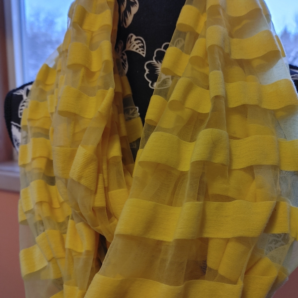 Yellow Sheer Infinity Scarf - Picture 2 of 4